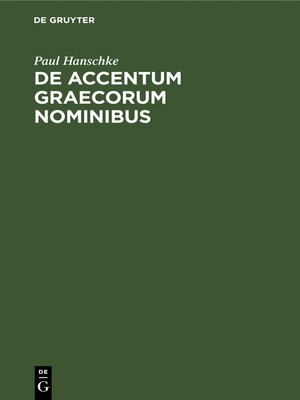 cover image of De Accentum Graecorum Nominibus